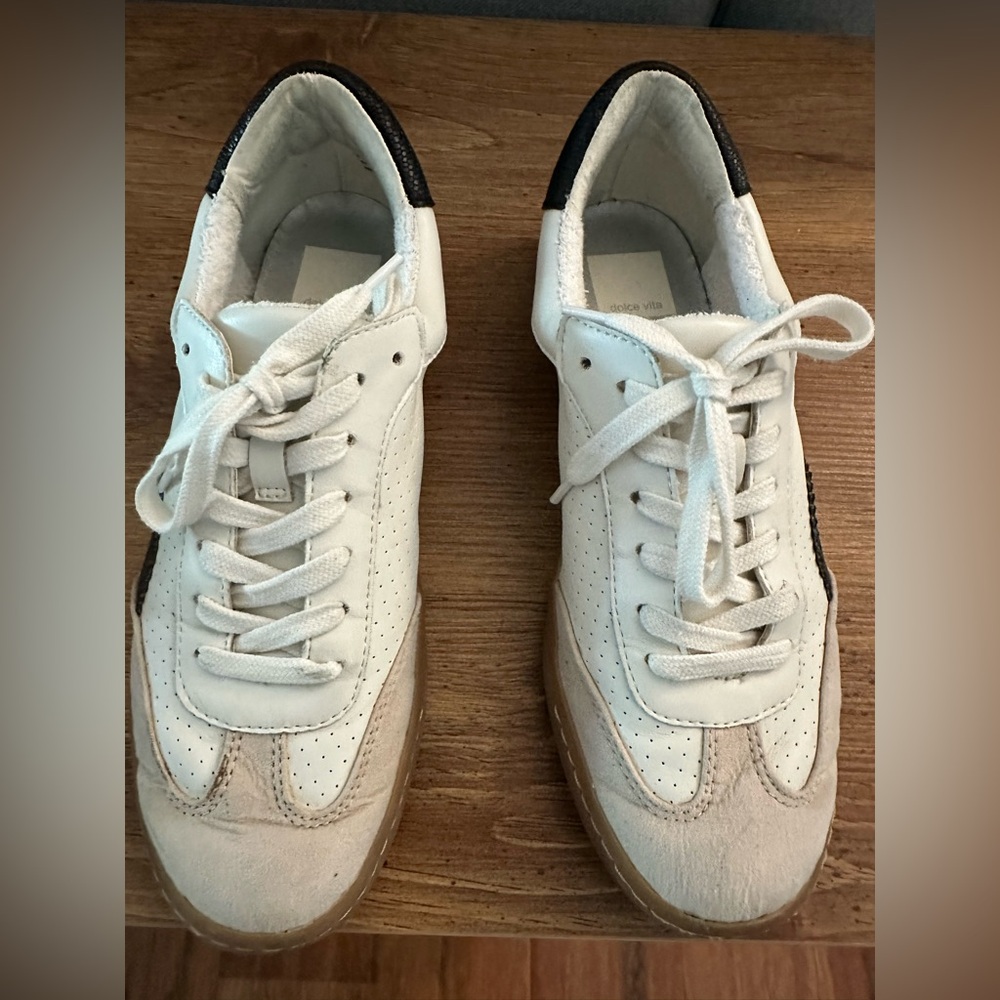 Dolce Vita White and Black Sneakers
